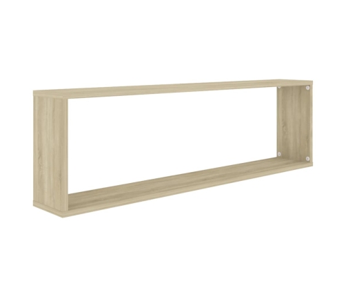 vidaXL Estantes cubo pared 2uds contrachapado roble Sonoma 100x15x30cm