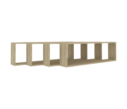 vidaXL Estantes cubo pared 4uds contrachapado roble Sonoma 100x15x30cm