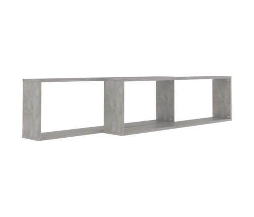 Estante cubo pared 2uds contrachapado gris hormigón 100x15x30cm