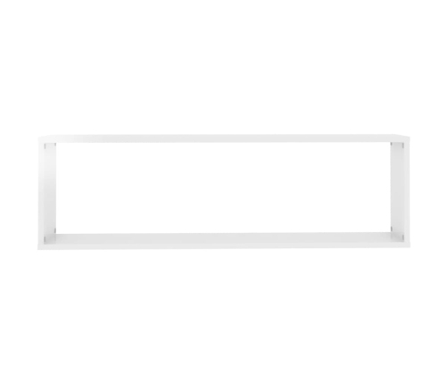 Estante cubo pared 2uds contrachapado blanco brillo 100x15x30cm