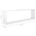 Estante cubo pared 2uds contrachapado blanco brillo 100x15x30cm