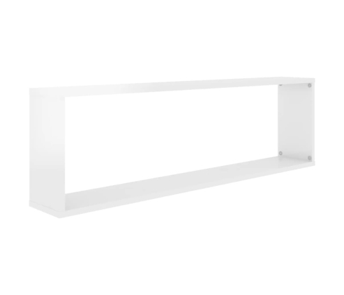 Estante cubo pared 4uds contrachapado blanco brillo 100x15x30cm