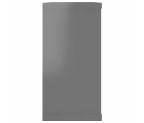 vidaXL Estante cubo pared 2 uds contrachapado gris brillo 100x15x30 cm