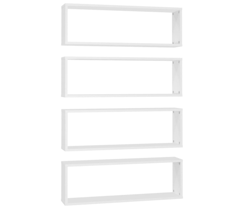 vidaXL Estantes cubo de pared 4 uds contrachapado blanco 80x15x26,5 cm