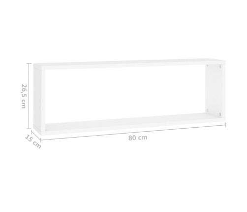 vidaXL Estantes cubo de pared 4 uds contrachapado blanco 80x15x26,5 cm