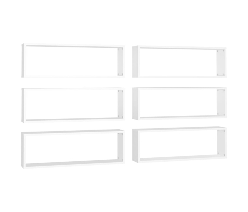 Estantes cubo de pared 6 uds contrachapado blanco 80x15x26,5 cm