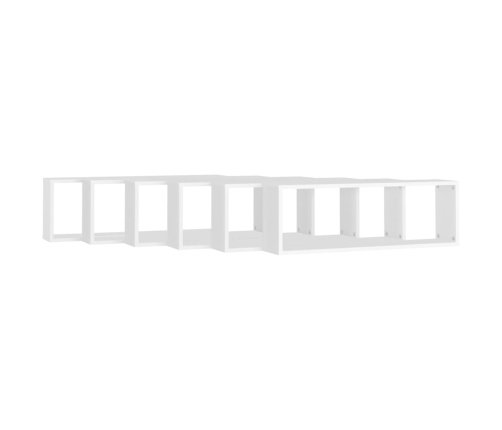 Estantes cubo de pared 6 uds contrachapado blanco 80x15x26,5 cm