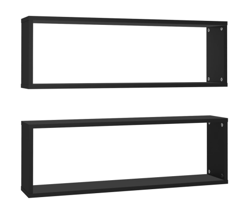 Estantes cubo de pared 2 uds contrachapado negro 80x15x26,5 cm