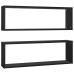 Estantes cubo de pared 2 uds contrachapado negro 80x15x26,5 cm