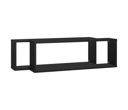 Estantes cubo de pared 2 uds contrachapado negro 80x15x26,5 cm