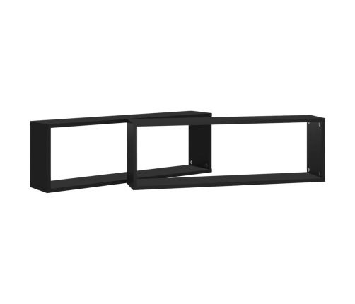 Estantes cubo de pared 2 uds contrachapado negro 80x15x26,5 cm