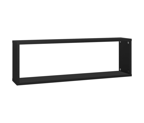 Estantes cubo de pared 2 uds contrachapado negro 80x15x26,5 cm