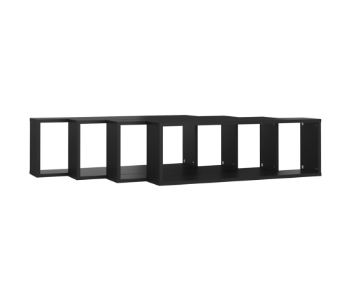 Estantes cubo de pared 4 uds contrachapado negro 80x15x26,5 cm