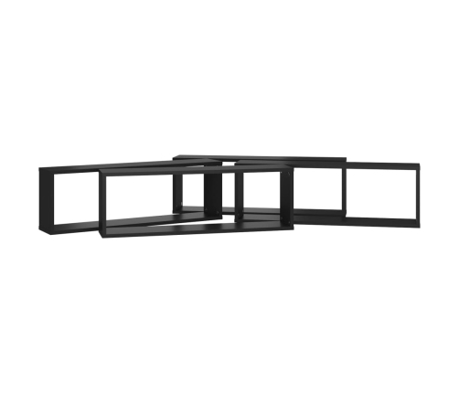 Estantes cubo de pared 4 uds contrachapado negro 80x15x26,5 cm