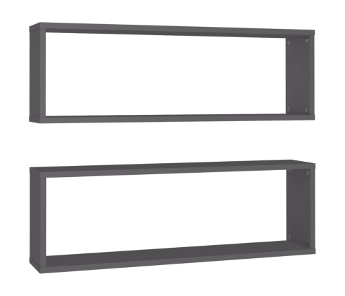 Estantes cubo de pared 2 uds contrachapado gris 80x15x26,5 cm