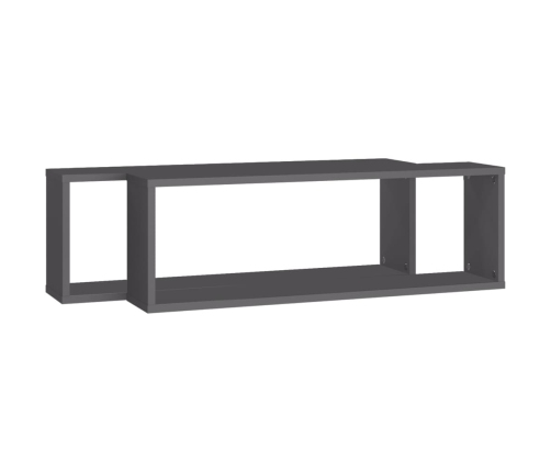 Estantes cubo de pared 2 uds contrachapado gris 80x15x26,5 cm