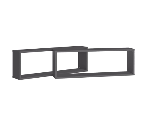 Estantes cubo de pared 2 uds contrachapado gris 80x15x26,5 cm