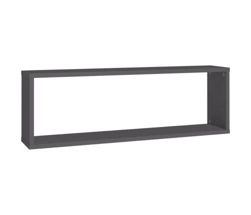 Estantes cubo de pared 2 uds contrachapado gris 80x15x26,5 cm