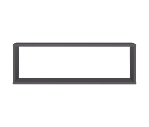 Estantes cubo de pared 2 uds contrachapado gris 80x15x26,5 cm