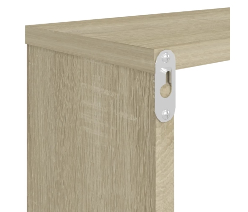 Estante cubo pared 4uds contrachapado roble Sonoma 80x15x26,5cm