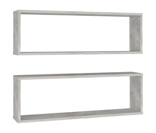 vidaXL Estante de pared 2 uds contrachapado gris hormigón 80x15x26,5cm