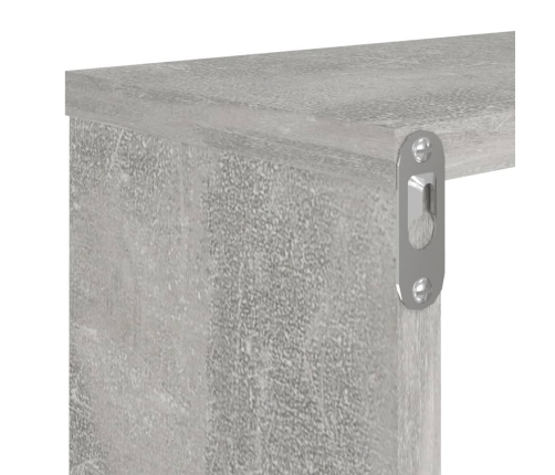 vidaXL Estante de pared 2 uds contrachapado gris hormigón 80x15x26,5cm