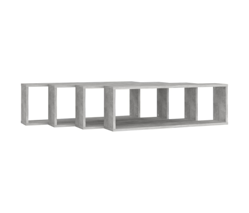 Estante de pared 4 uds contrachapado gris hormigón 80x15x26,5cm