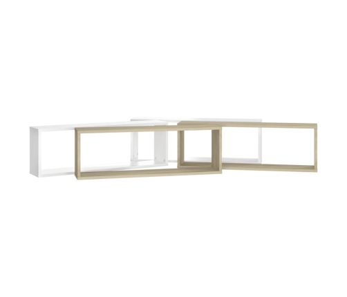 vidaXL Estante cubo pared 4uds contrachapado blanco roble 80x15x26,5cm