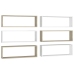 Estante cubo pared 6uds contrachapado blanco roble 80x15x26,5cm