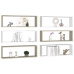 Estante cubo pared 6uds contrachapado blanco roble 80x15x26,5cm