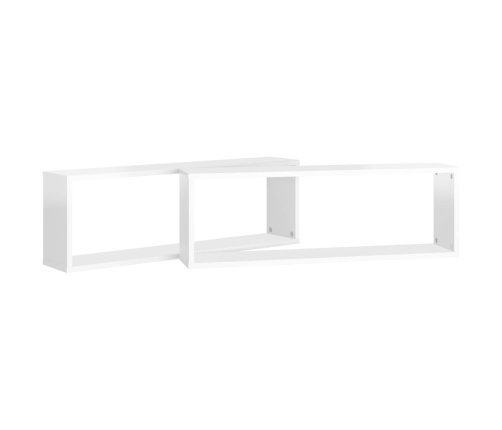 Estante de pared 2 uds contrachapado blanco brillo 80x15x26,5cm