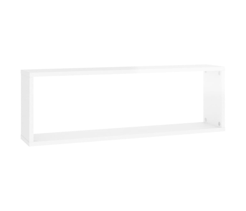 Estante de pared 2 uds contrachapado blanco brillo 80x15x26,5cm