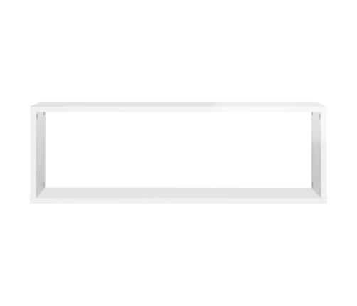 Estante de pared 2 uds contrachapado blanco brillo 80x15x26,5cm