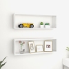 Estante de pared 2 uds contrachapado blanco brillo 80x15x26,5cm