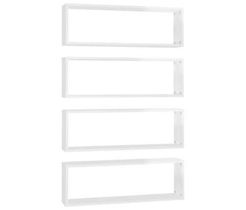 Estante de pared 4 uds contrachapado blanco brillo 80x15x26,5cm