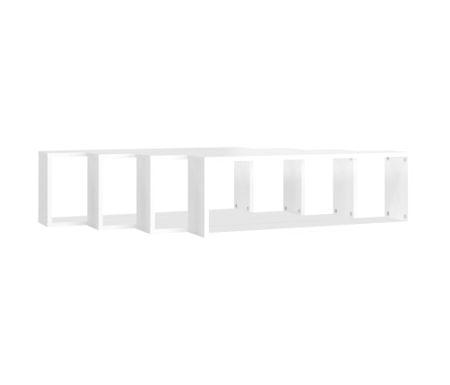 Estante de pared 4 uds contrachapado blanco brillo 80x15x26,5cm