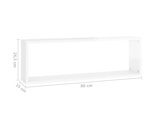 Estante de pared 4 uds contrachapado blanco brillo 80x15x26,5cm