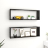 Estante cubo pared 2uds contrachapado negro brillo 80x15x26,5cm