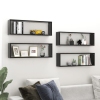 Estante cubo pared 4uds contrachapado negro brillo 80x15x26,5cm