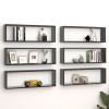 Estante cubo pared 6uds contrachapado negro brillo 80x15x26,5cm