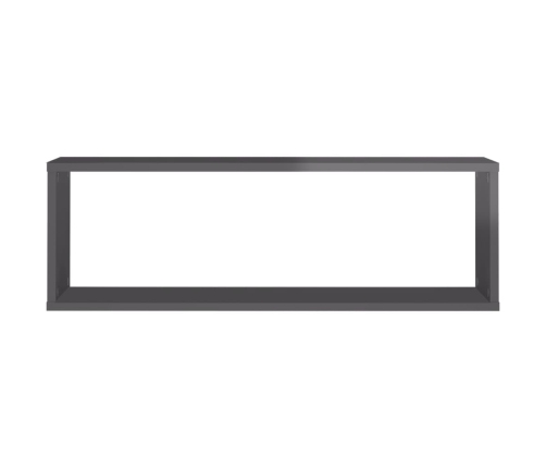 vidaXL Estante cubo pared 2 uds contrachapado gris brillo 80x15x26,5cm