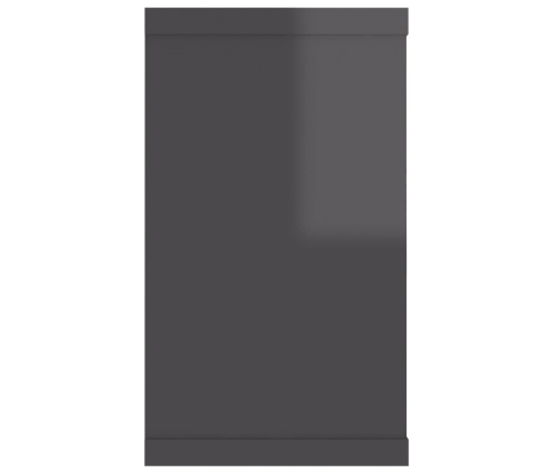 Estante cubo pared 2 uds contrachapado gris brillo 80x15x26,5cm