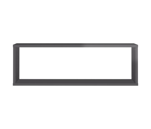 Estante cubo pared 4 uds contrachapado gris brillo 80x15x26,5cm