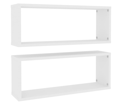 vidaXL Estante cubo de pared 2 uds madera ingeniería blanco 60x15x23cm