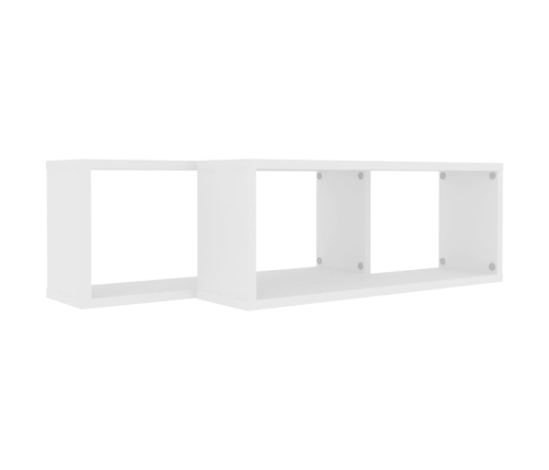 Estante cubo de pared 2 uds madera ingeniería blanco 60x15x23cm