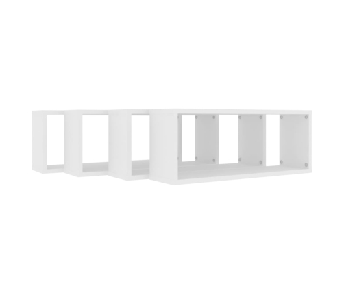 Estante cubo de pared 4 uds contrachapado blanco 60x15x23 cm