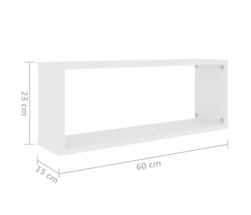 Estante cubo de pared 4 uds contrachapado blanco 60x15x23 cm