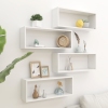 Estante cubo de pared 4 uds contrachapado blanco 60x15x23 cm