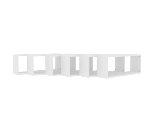 Estantes cubo de pared 6 uds contrachapada blanco 60x15x23 cm