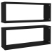 Estante cubo de pared 2 uds contrachapado negro 60x15x23 cm